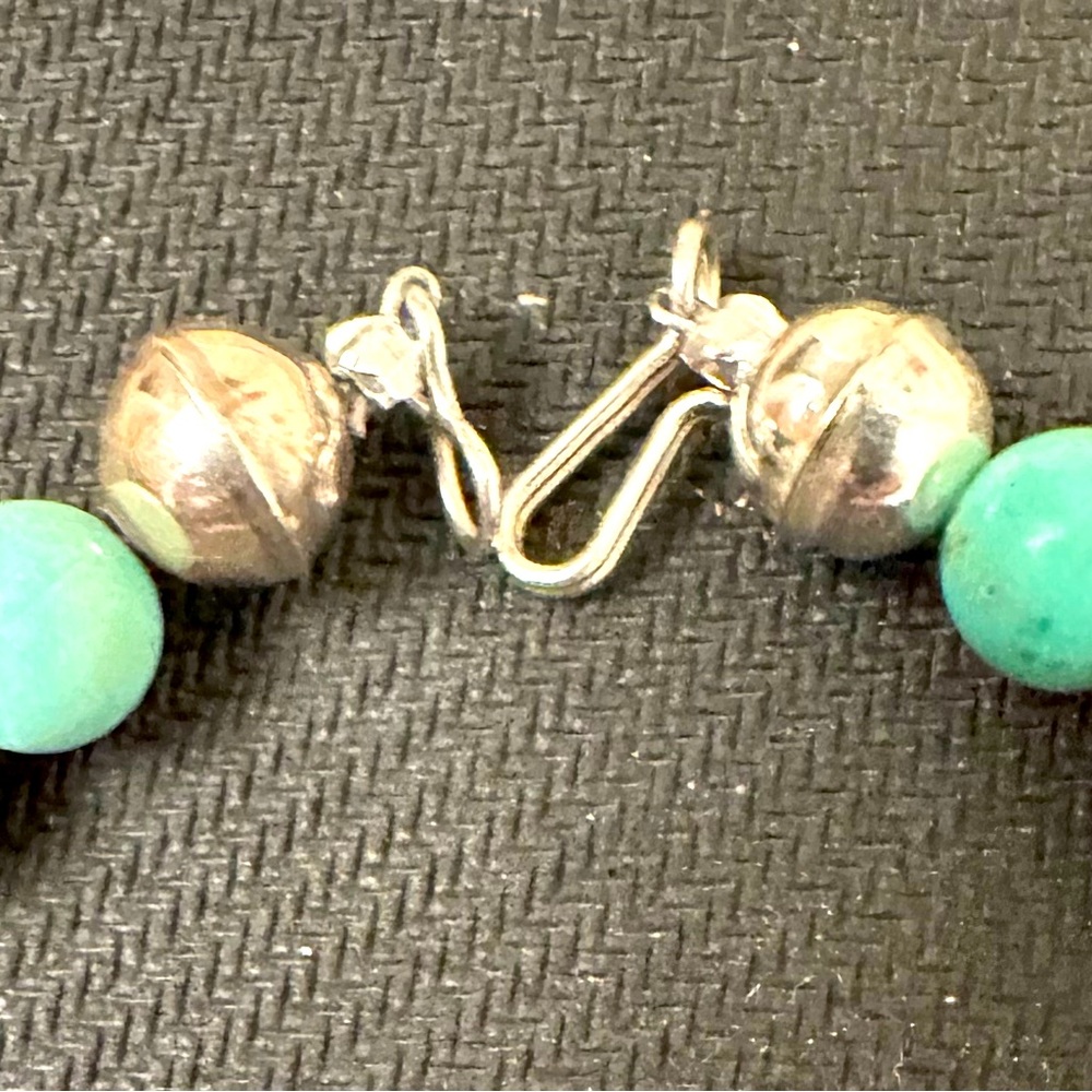 Hand Crafted “One of a Kind” Turquoise, Apple Coral & Sterling Silver Choker - Picture 3 of 3